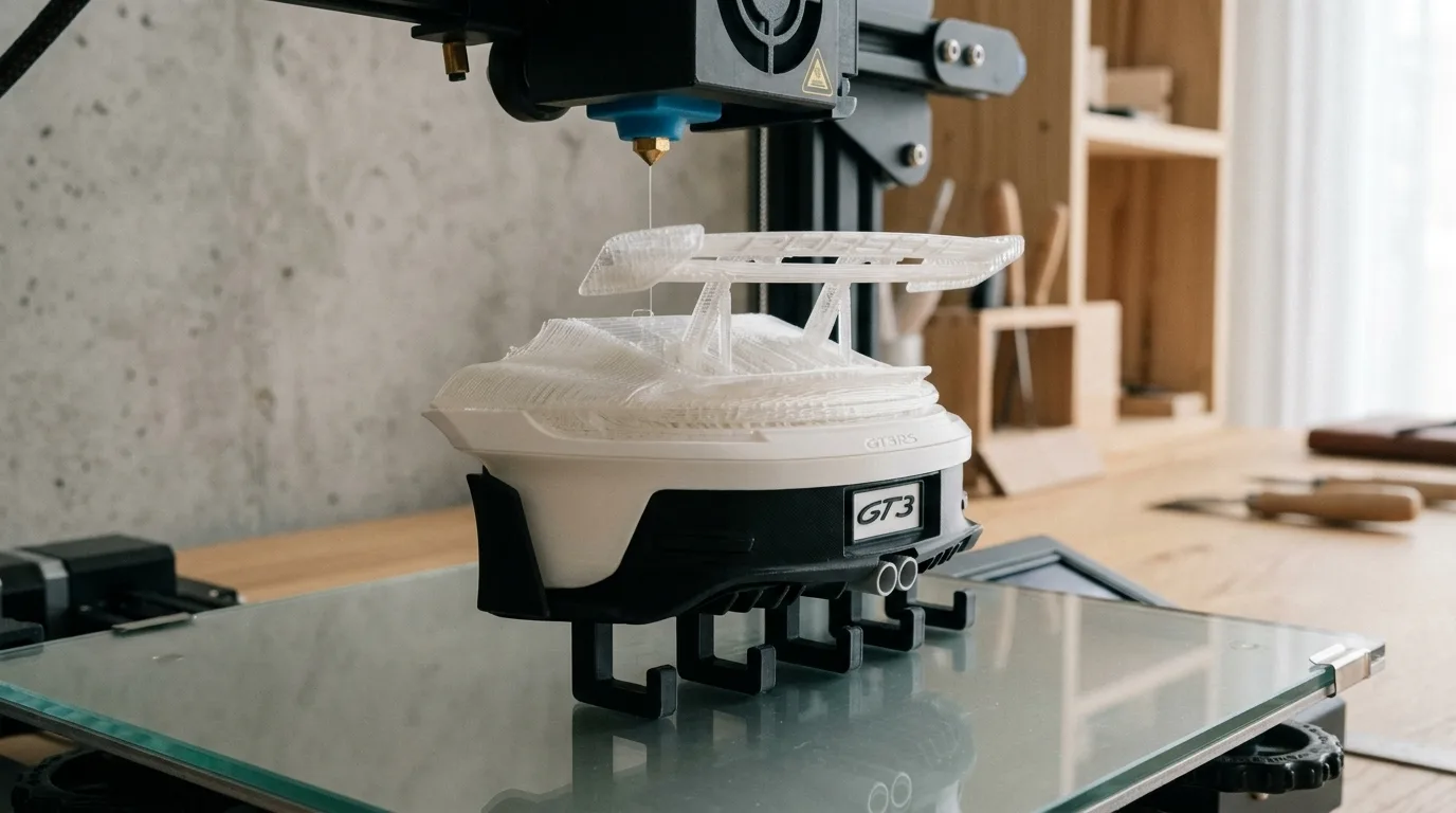 Porta-chaves GT3 a ser impresso numa impressora 3D